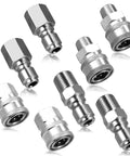 Set Of 4 NPT 3/8 Inch Pressure Washer Quick Connect Couplers With Stainless Steel Male And Female Fittings Internal And External Thread Adapter Kit