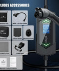 Plug And Play Level 2 Electric Vehicle Charger 40 Amp 240 Volt With Smart WiFi App Control J1772 Connector Nema 14-50 Plug with accessories.