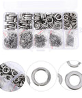 600 Pcs Stainless Steel Spring Lock Washers Set for Vibration Resistance in Automotive Electrical Applications, Heavy Duty Split Lock Washers Kit for Quick Fixes and Long Lasting Hardware Solutions in organizer box