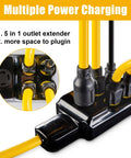 Heavy Duty Nema L14-30p To Four Port Generator Power Adapter With Twist Lock Plug, close-up of four receptacles.
