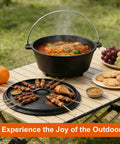 Preseasoned Cast Iron 8 Qt Dutch Oven With Lid For Outdoor Camping Campfire Grilling Oven And Stovetop Cooking Includes