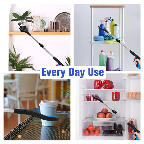 32 Inch Foldable Grabber Reacher Tool With 4 Inch Wide Jaw And 360 Degree Rotating Head Six Pack Grabber Pickup Tool For Seniors Easy Reach For Indoor Outdoor Use Lightweight And Durable Blue