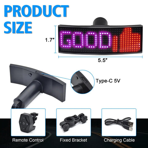 Programmable LED Smart Bike Tail Light With Speedometer And App Control Custom Text Patterns And Animations Full Color 432 Bead Display For Road Mountain And City Bikes Bright Night Riding For Adults And Kids