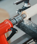 Revolving Live Center MT2 Three Quarter Inch Diameter For Woodturning Lathe Tailstock Center Between Centers showing stable support.