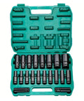 20 Pieces 8 To 32 Millimeters Hex Air Socket Set With Extensions For Electric Wrench And Air Gun Repairs All In One Socket Kit open case view