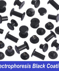 100 Sets Black Chicago Screws Leather Rivets Kit For Fabric And Leather Crafting With 6 Size Assortment display on white background