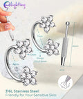 Flower Push Pin 20G Horseshoe Nose Ring Hoop All In One Piercing Set With Taper Ball Grabber Tool 316L Surgical Steel jewelry