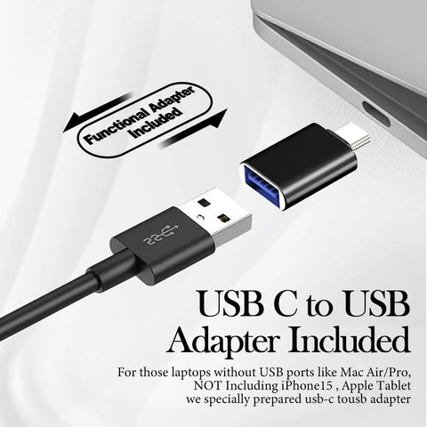 USB-C to USB Adapter for Clamp-On Desktop Monitor Speakers for PC and Laptop, functional adapter shown