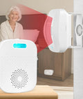 Bed Alarm System For Wandering Seniors And Dementia Patients Portable Pager With Wireless Motion Sensor Silent Vibration Alerts And Fall Prevention Room Monitor For Home Health Care, white