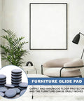 Heavy Duty Furniture Sliders Self Stick Chair Leg Pads Make Large Items Slide Like Butter Across Carpet Or Hardwood Scratch Proof Moving Essentials 24 Pack Grey in a modern living room setting.
