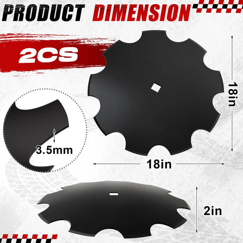 Four Pack Eighteen Inch Notched Harrow Disc Blades For Seven Eighth Or One Inch Square Axles With 3.5mm Shims