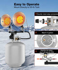 Portable Propane Tank Top Heater With Tip Over Protection Dual Burners And Three Adjustable Heat Settings Up To 30000 BTU in use