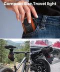 20 Second Fast Inflate Mini Bike Pump With Gauge 150 PSI Portable Electric Bicycle Air Pump in pocket, on bike, and motorcycle