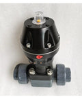 Heavy Duty Pneumatic Diaphragm Valve Double Acting Plastic Housing For Compressed Air And Coolant Lines Offering Smooth Motion And A Bulletproof Leak Barrier Dn25 Projects top view with clear body.