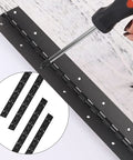 Top Shelf Hella Durable 2 Pack 18 Inch Black Stainless Steel Full Length Piano Hinges with screwdriver for installation.