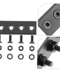 Sliding Barn Door Hardware Connector Kit With Track Connecting Plate For Heavy Duty Metal Construction And Easy Door Alignment Includes Track Fixing Connector For Farmhouse Style Interiors And Modern Barn Doors, showing black metal track connector with screws and washers.