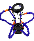 Five Arm Helping Hands With Led Magnifier For Electronics Soldering And PCB Workbench Organizer with adjustable clamps