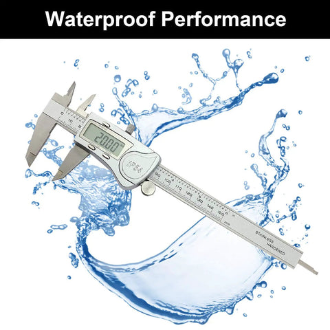 Digital Caliper Measuring Tool 6 Inch Stainless Steel IP54 Waterproof Electronic Caliper with Large LCD Display shown in water