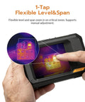 TT17D Wi-Fi Thermal Camera With 240x240 UIRA-IR And Visible Sensor AI Scene Inspection For Moisture Insulation Gaps And Floor Heating Faults Built-In Presets Ideal For Home Or Building Diagnostics. hand-held thermal camera showing flexible zoom