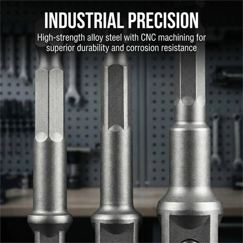 Heavy Duty Impact Socket Adapter Set For Impact Drivers And Drills Three Piece Conversion Kit close-up of alloy adapters