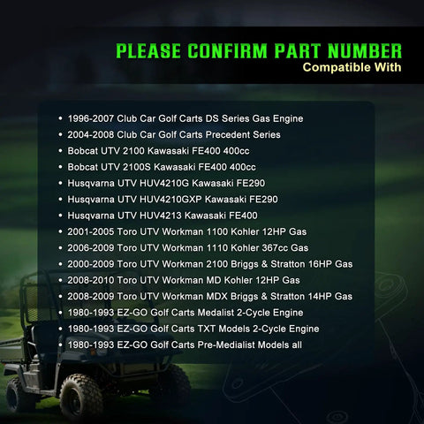Compatibility list for Starter Generator Replacement For Club Car Golf Carts EZ GO Toro Kawasaki Engines