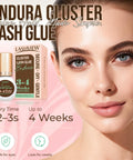 Beast Mode Strong Hold Lash Cluster Glue For Up To 4 Weeks, Waterproof Adhesive Bottle with Model Showing Lashes