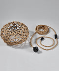 Plug In Boho Pendant Light With Hemp Rope Cord 15.1 Feet Long, Woven Rattan Cage Hanging Lamp, On Off Switch, Retro Coastal Wicker Style