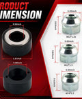 Heavy Duty Wheel Stud Installer Kit With 3 Type Hex Lug Nuts For Fast Car Repair OEM Standard Tool To Install New Auto Parts Safely Without Stripping Threads. Dimensions shown for M12 and M14 steel nuts