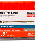 No Sweat Finish Trim Screws #7 X 2 In Tan Exterior Coating With Rapid Entry Sawtooth Tip And Tight Six Lobe Drive For Smooth Countersink Grip Pro Deck Building Hardware Box Of 450 Quick Install Fasteners in clear container