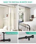 Beefy 120 To 240 Inch Curtain Rod Matte Black 1 Inch Drape Rod for Bedroom Living Room Divider Ceiling and Wall Mounted
