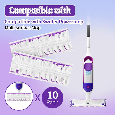 Disposable Power Mop Pads For Swiffer Power Mop Multi Surface And Wood Mop 10 Pack Refills For Quick Mess Free Floor Cleaning Ideal For Hardwood Laminate Tile Floors, compatible with Swiffer Powermop