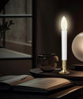 Replacement Light Bulbs For Electric Candle Lamps And Chandeliers No Fuss Easy Fit E12 Candelabra Base lit on table