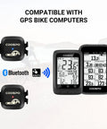 Dual Bike Cadence And Speed Sensor Kit With Wireless Bluetooth And ANT Plus for bike computers, displayed with GPS compatibility.