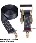 Heavy Duty Ratchet Straps 2 Inch By 27 Foot, 6600 Lbs Safe Working Load, 8000 Lbs Break Strength, Double J Hook Tie Downs