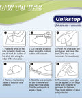 Illustration showing steps to apply Two Pairs Across Four Pieces Wave Pattern Shoe Sole Protectors with Self Adhesive Anti Slip Grips.