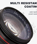 77mm UV Protection Filter for Camera Lens with water repellent multi coating, close-up view on lens surface.