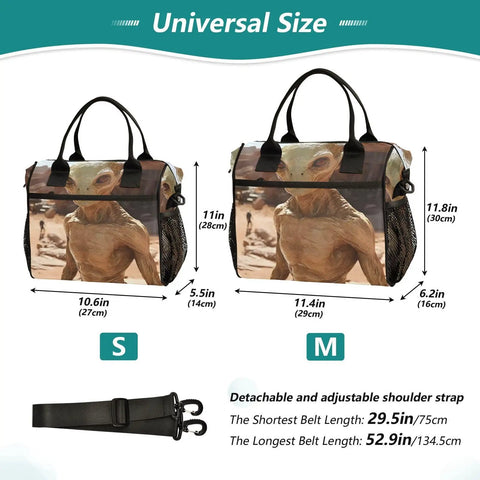 Large Leakproof Insulated Cooler Bag For Women 18 Can Capacity Lunch Tote with alien design front view