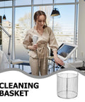 Shineofi Stainless Steel Cleaning Basket For Ultrasonic Machines Heat Resistant Precision Perforated Dip And Drain Tray Ideal For Lab Parts And Delicate Items Ultimate Cleanup Tool positioned next to a user at a professional workstation.
