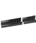 48 Piece Quarter Inch Drive 6 Point Impact Socket Set Standard And Deep SAE And Metric With Off Corner Loading