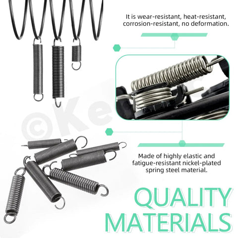 Heavy Duty Extension Spring Kit 36 Pieces, 12 Sizes, Zinc Plated Wire Springs with Hook Ends displayed with quality material highlights.