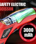 Heavy Duty Electric Box Cutter 3000mAh Cordless Cardboard Scissors With Safety Lock Rechargeable Battery For Leather Carpet Plastic Unpack And Crafts Quick High Speed Cutting Tool B-04 with blue and green electric indicator lights.