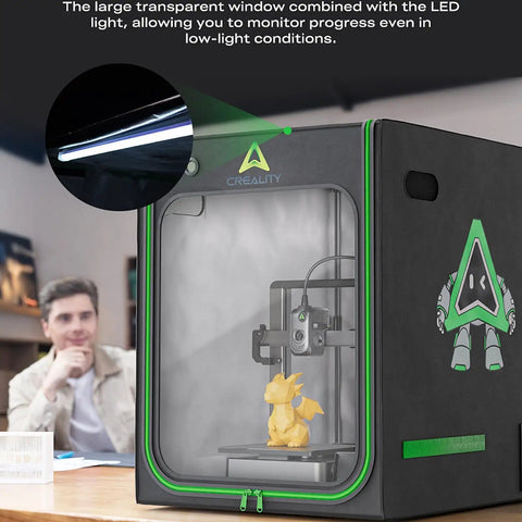 3D Printer Enclosure With Temperature Control And LED Lighting, Dustproof, Noise-Reducing Housing, Large Viewing Window, 700x750x900mm