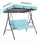Durable 420D Oxford Canopy Replacement Cover For 2-3 Seater Outdoor Garden Swings Built To Last Weatherproof Waterproof UV Shield No Fuss Install Sun Shade Long Lasting Protection In Sky Blue shown on swing
