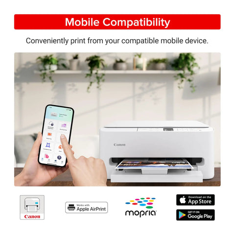 All In One Wireless Color Inkjet Printer With Duplex Printing For Home Use, Budget Friendly And Easy To Run shown with mobile device