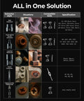 Chart showing types of tools in a 15 Piece Impact Screw Extractor Set for stripping bolts and damaged screws specifications.