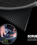 Close-up of Premium Magnetic Golf Towel with brush groove cleaner and clip, featuring microfiber waffle texture and silicone brush.