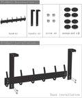 Installation guide for Over The Door Hook Rack With 12 Heavy Duty Hangers, Matte Black Door Organizer For Coats Hats Towels Robes And More.