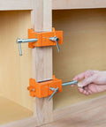 Badass Cabinet Clamps 2 Pack For Real Woodworking Projects With Flip Side Pilot Drill Guide Heavy Duty Aluminum Build 440 Pound Holding Power Fits One Point Five To Two Inch Door Stiles, securing wooden panels.