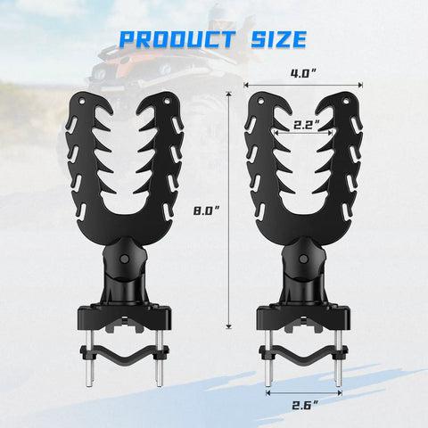 ATV Tool Holder With Rubber Coated Nylon Core, Tilt To 45 Degrees, 20kg Capacity shown with dimensions 8 x 4 inches