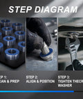 24 Piece Oil Drain Plug Gasket Set With 12mm Crush Washers And Blue Coating For Leak Proof 90430-12031 Replacement Seals Double Layer Oil Absorbing Seal To Stop Micro Seepage Durable And Easy To Install For Cars Trucks And Small Engines step diagram